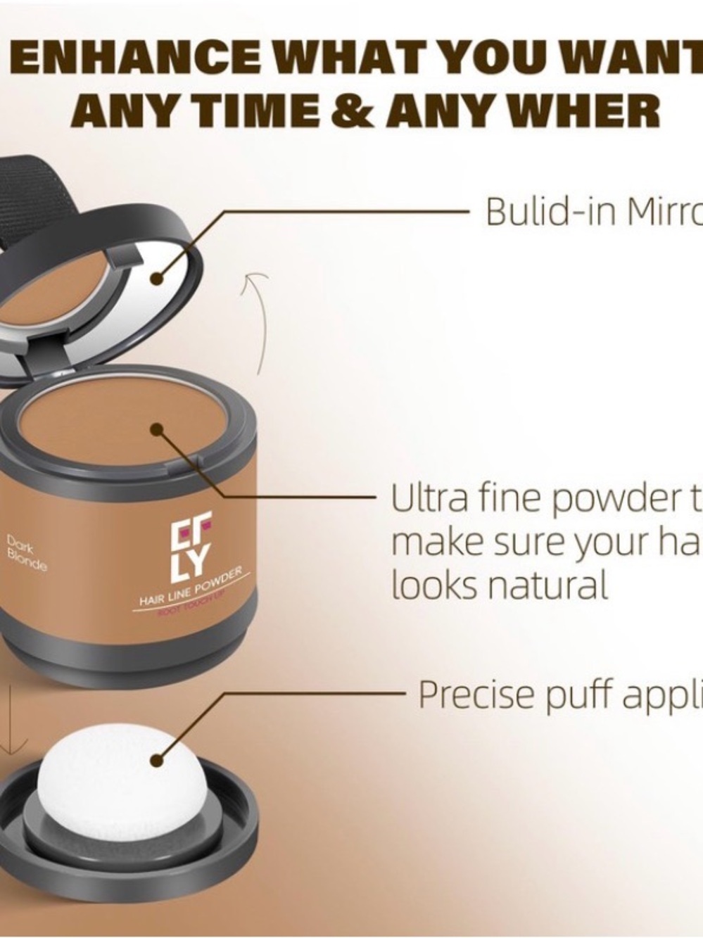 Root Touch Up
Hair Color Powder
For Concealing Hair CRLY Hairline Powder Compact - Picture 2 of 5